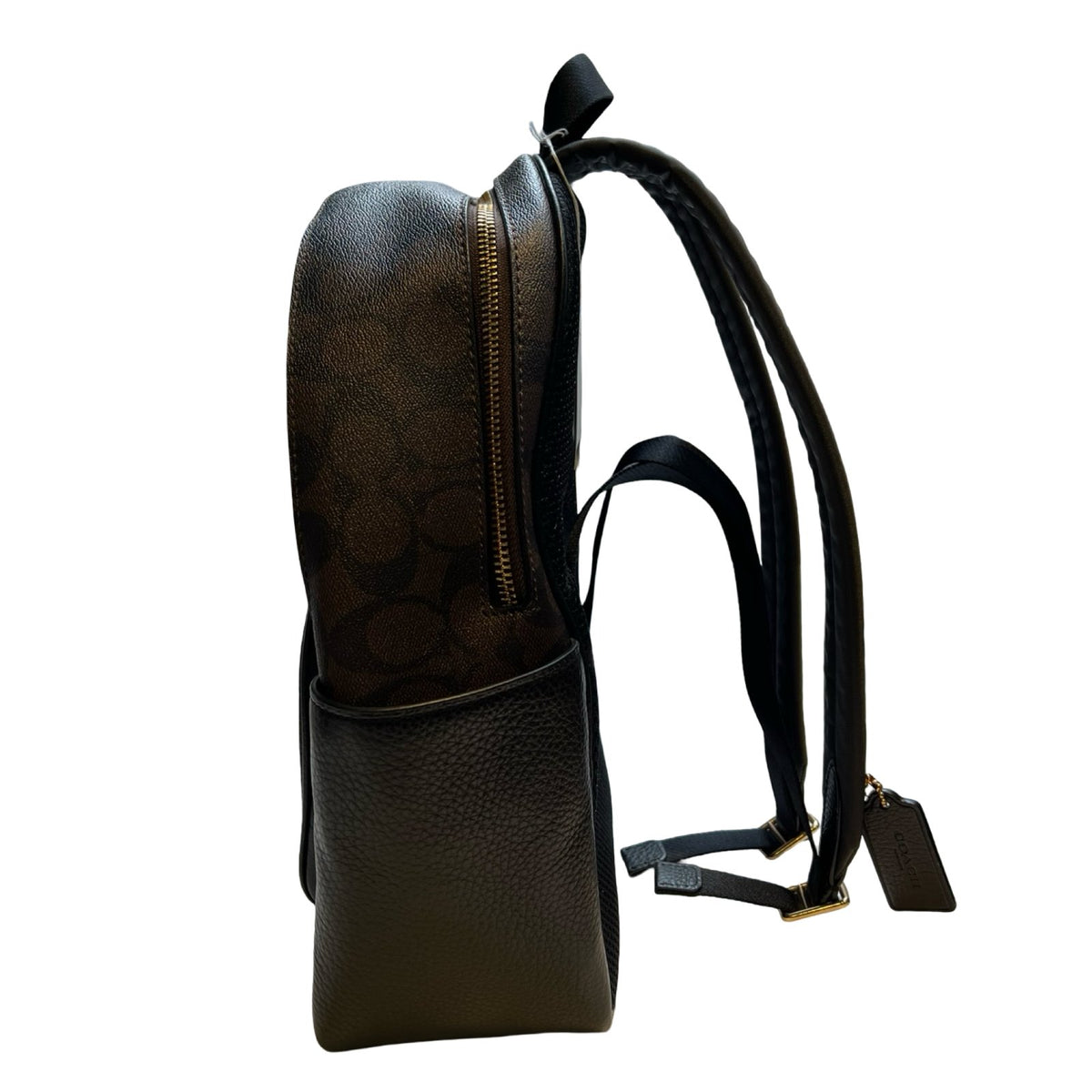COACH Signature Canvas, Leather Backpack Backpack Brown, Black Gold Hardware Co74