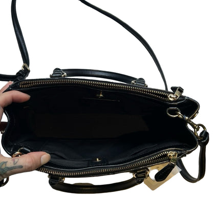 COACH Signature Canvas Mini Satchel Handbag Brown, Black Gold Hardware Co85