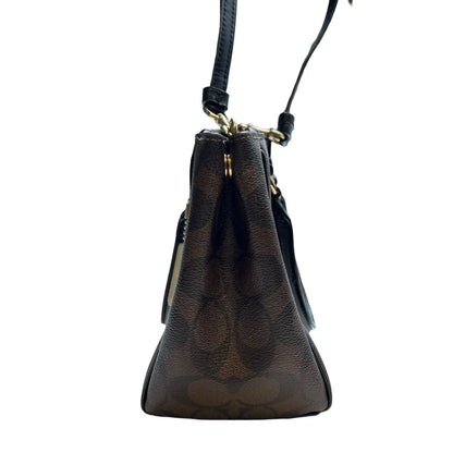 COACH Signature Canvas Mini Satchel Handbag Brown, Black Gold Hardware Co85