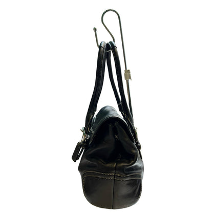 COACH Leather Satchel Handbag Black Silver Hardware Co79
