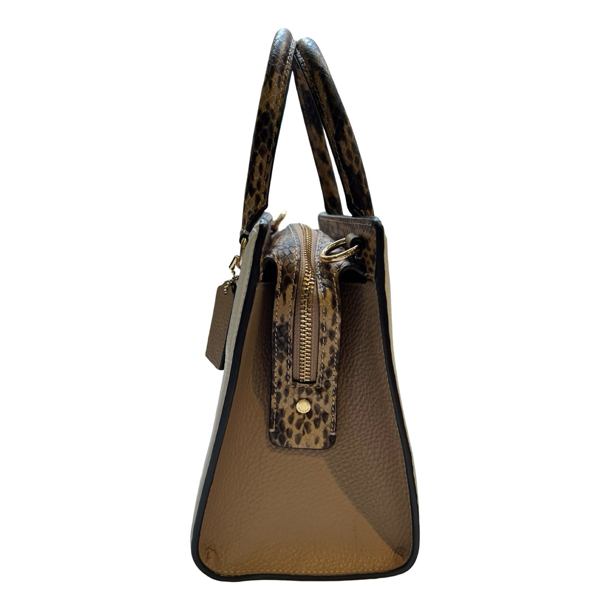 COACH Leather Willis Top Handle Handbag Tan, Beige, Brown Gold Hardware Co44