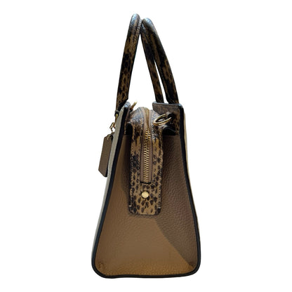COACH Leather Willis Top Handle Handbag Tan, Beige, Brown Gold Hardware Co44