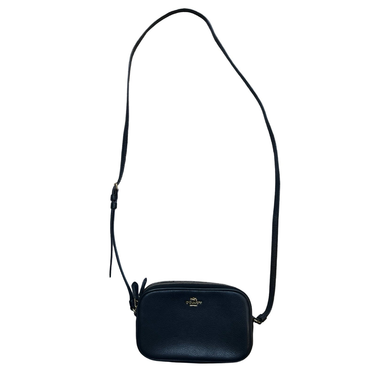 COACH Leather Camera Bag Crossbody Bag Black Gold Hardware Co59