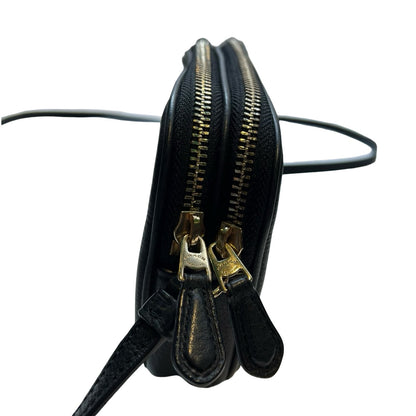 COACH Leather Camera Bag Crossbody Bag Black Gold Hardware Co59