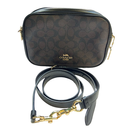 COACH Signature Canvas Camera Bag Crossbody Bag Brown, Black Gold Hardware Co86