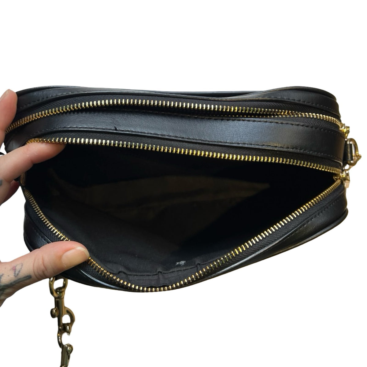 COACH Signature Canvas Camera Bag Crossbody Bag Brown, Black Gold Hardware Co86
