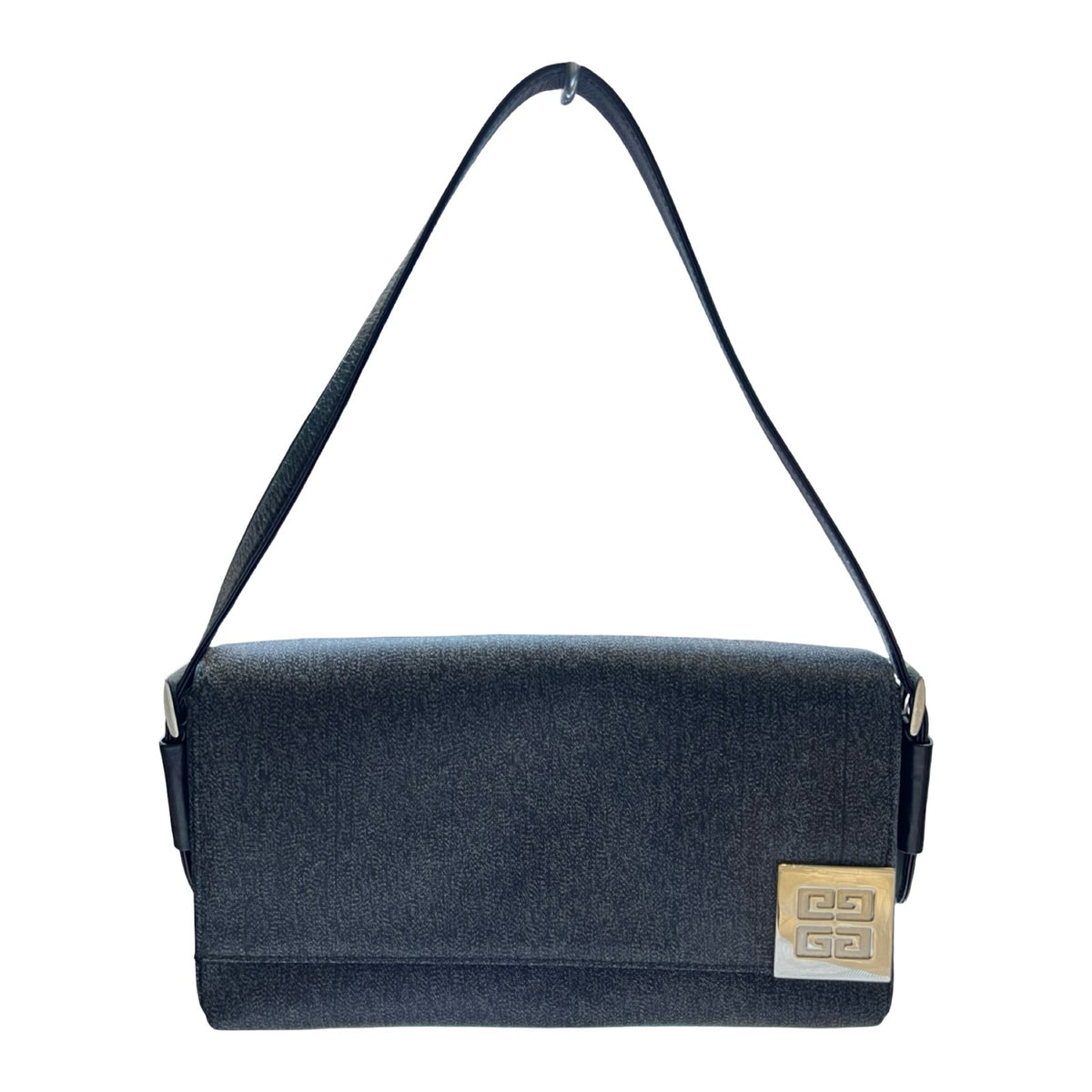 GIVENCHY Coated Canvas Unknown Shoulder Bag Black Silver Hardware GI45
