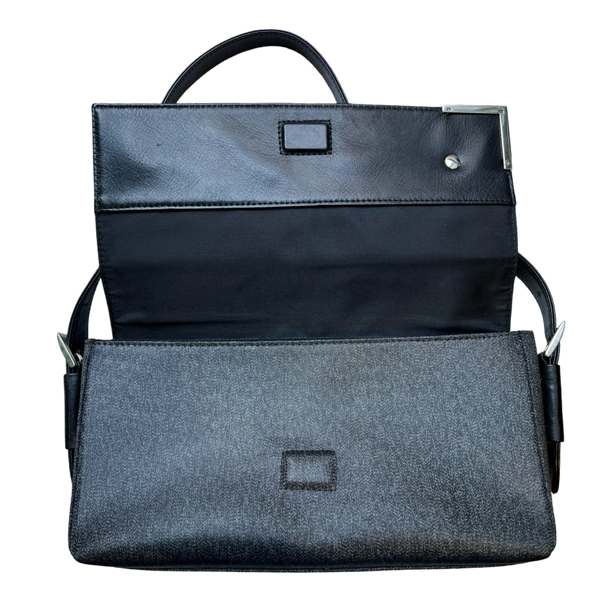 GIVENCHY Coated Canvas Unknown Shoulder Bag Black Silver Hardware GI45