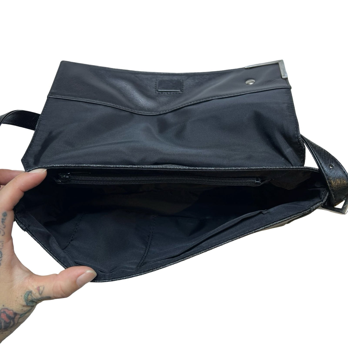 GIVENCHY Coated Canvas Unknown Shoulder Bag Black Silver Hardware GI45