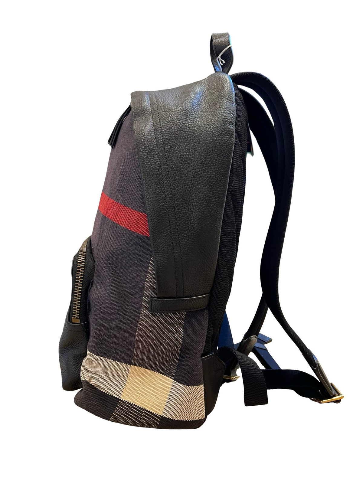 BURBERRY Leather, Canvas Backpack Backpack Black, Brown, Red, Beige Gold Hardware BU1233