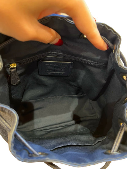 COACH Leather West Backpack Backpack Dark Blue Gold Hardware CO58