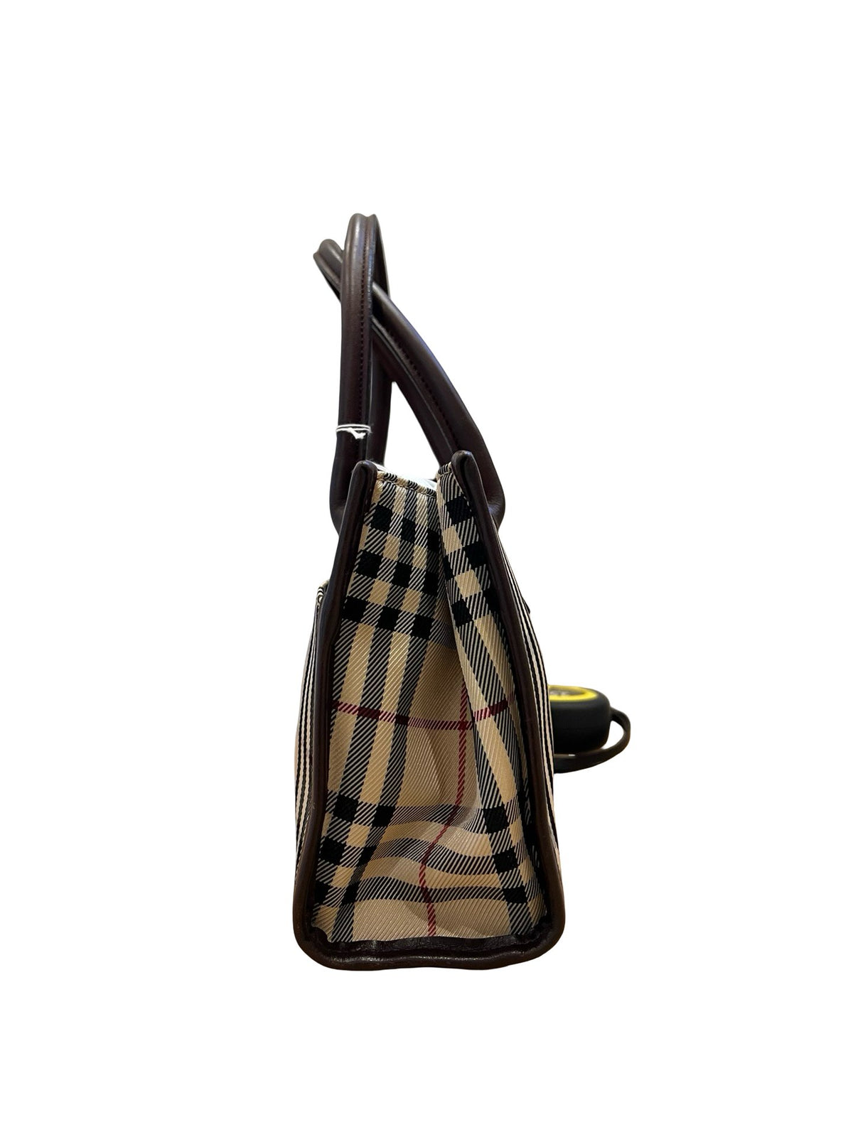 BURBERRY Canvas / Leather Nova Check Handbag Handbag Beige, Black, Red, Dark Brown Silver Hardware Bu1234