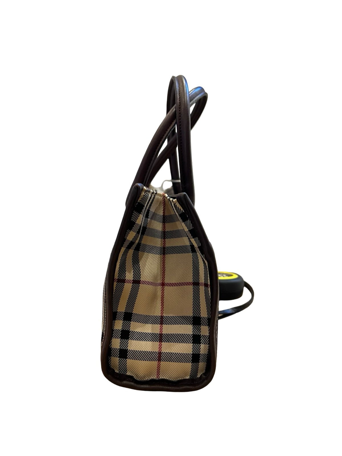 BURBERRY Canvas / Leather Nova Check Handbag Handbag Beige, Black, Red, Dark Brown Silver Hardware Bu1234