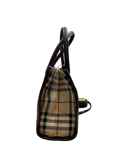 BURBERRY Canvas / Leather Nova Check Handbag Handbag Beige, Black, Red, Dark Brown Silver Hardware Bu1234