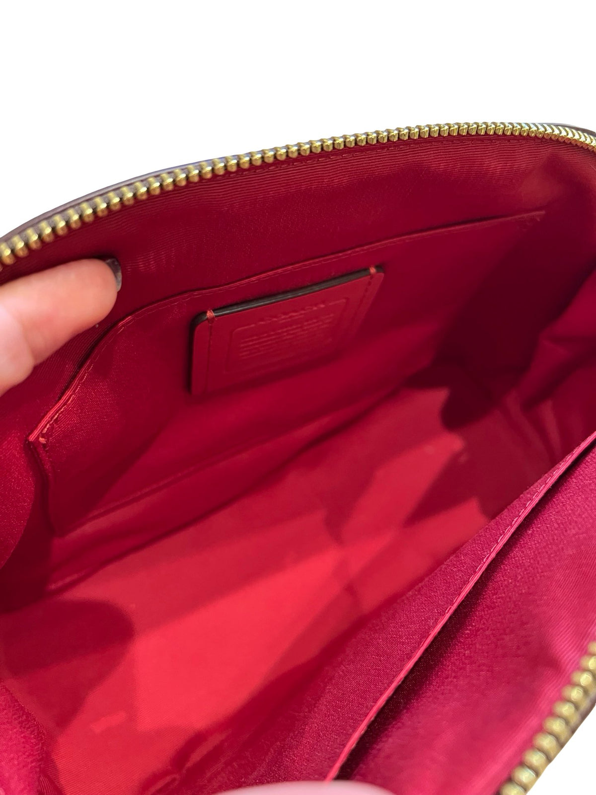 COACH Coated Canvas Sierra Satchel Handbag Brown, Red Gold Hardware CO78
