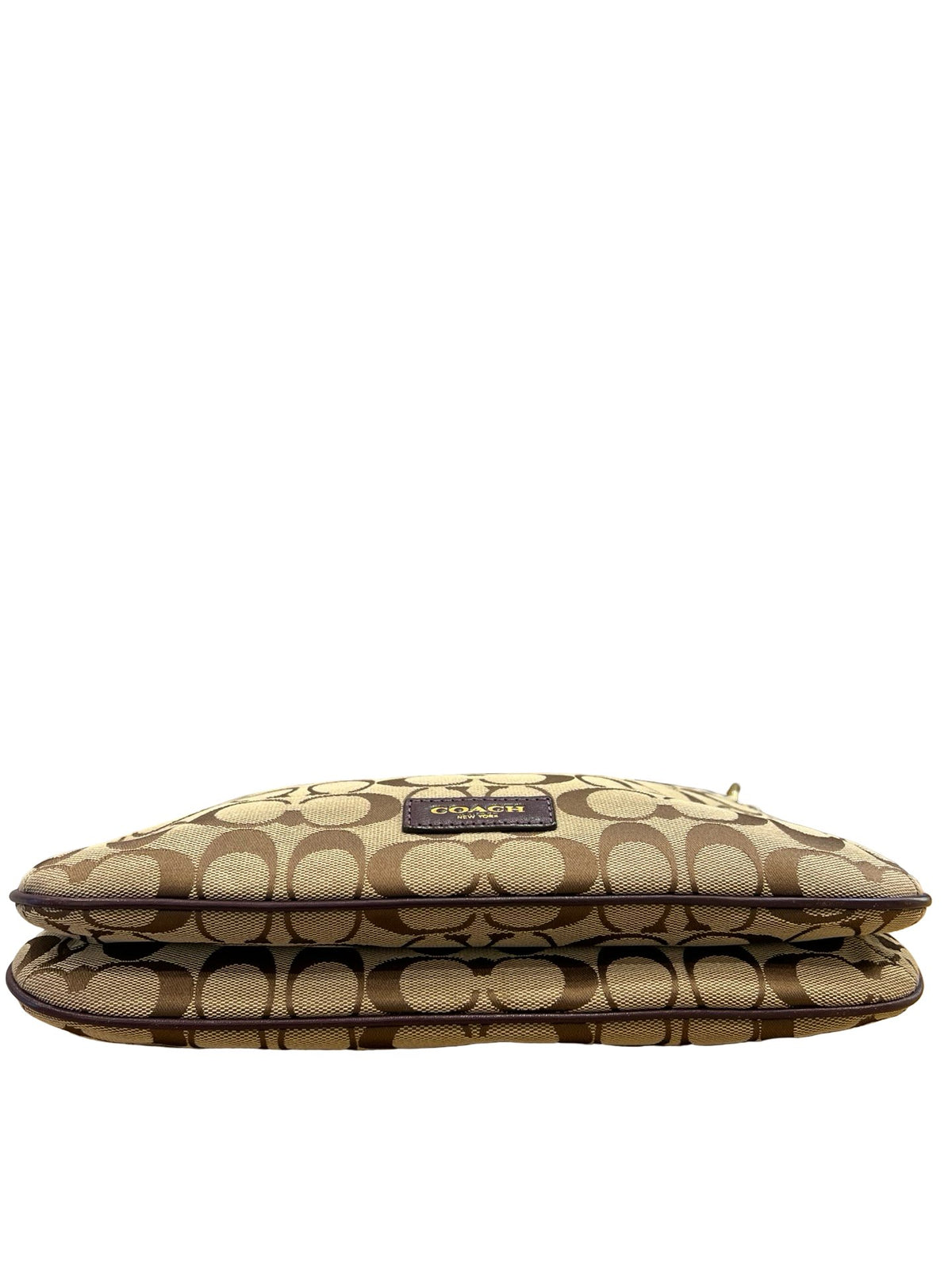 COACH Canvas/Leather Signature Shoulder Bag Shoulder Bag Beige, Brown, Purple Gold-tone Hardware CO68