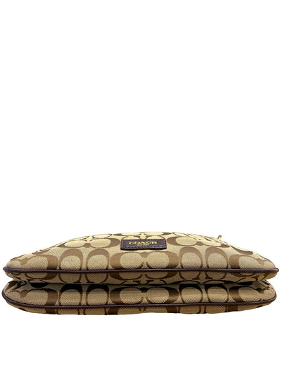 COACH Canvas/Leather Signature Shoulder Bag Shoulder Bag Beige, Brown, Purple Gold-tone Hardware CO68