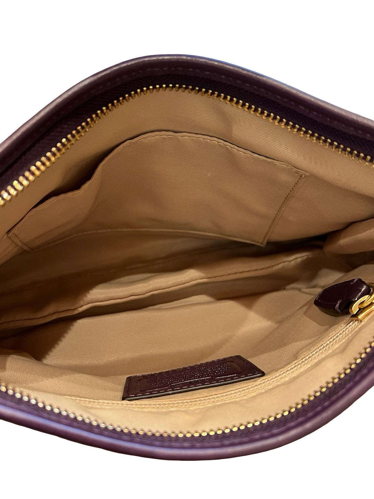 COACH Canvas/Leather Signature Shoulder Bag Shoulder Bag Beige, Brown, Purple Gold-tone Hardware CO68