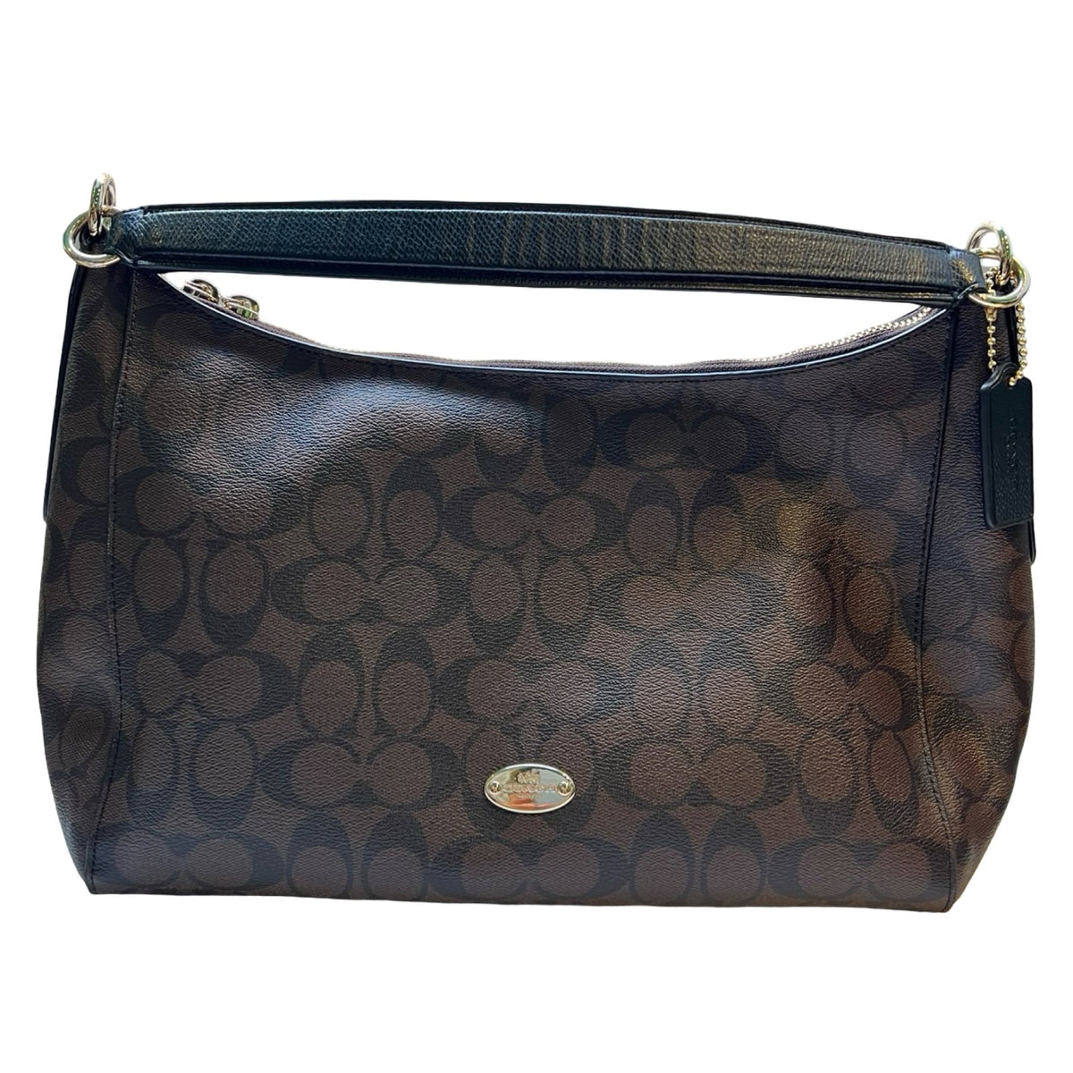COACH Signature Canvas Mia Shoulder Bag Shoulder Bag Brown, Black Gold Hardware CO72