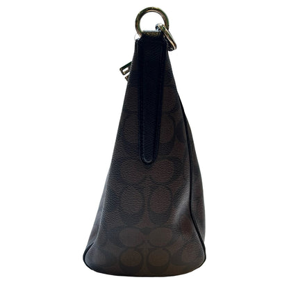 COACH Signature Canvas Mia Shoulder Bag Shoulder Bag Brown, Black Gold Hardware CO72
