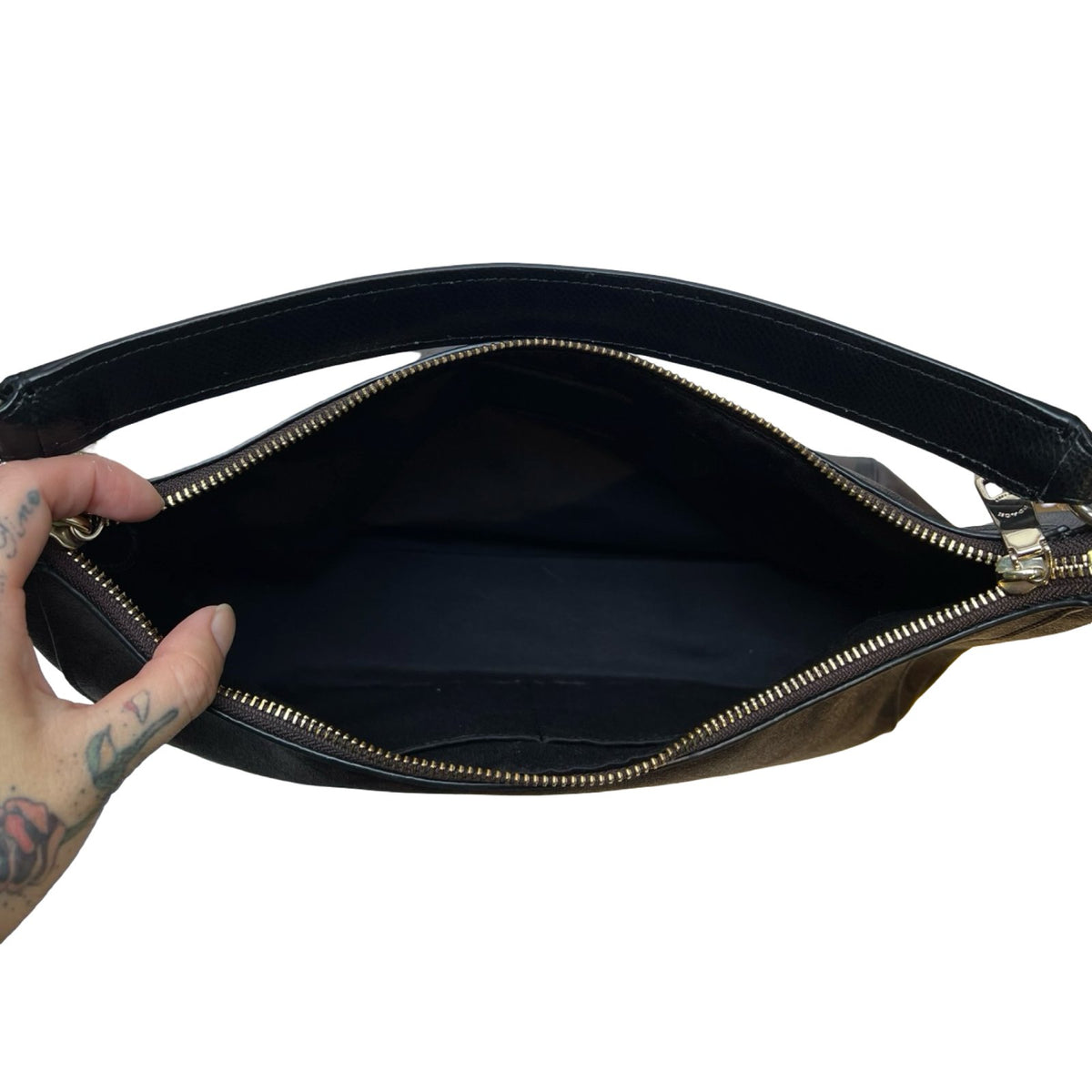 COACH Signature Canvas Mia Shoulder Bag Shoulder Bag Brown, Black Gold Hardware CO72