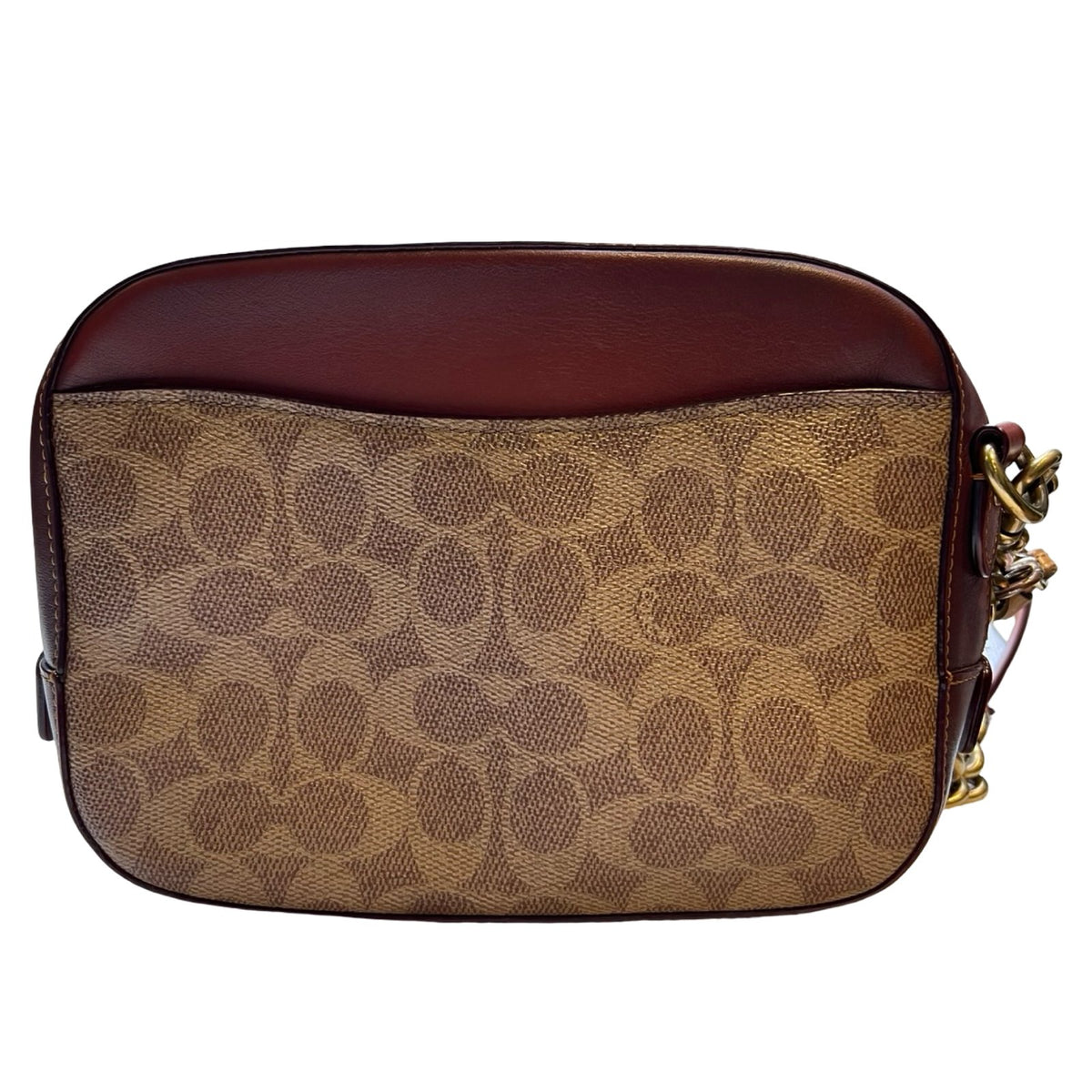 COACH Canvas & Leather Camera Bag Crossbody Bag Brown, Rust Brass Hardware CO42