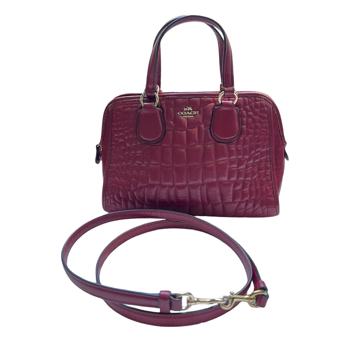 COACH Leather Unknown Satchel Dark Red Gold Hardware CO81