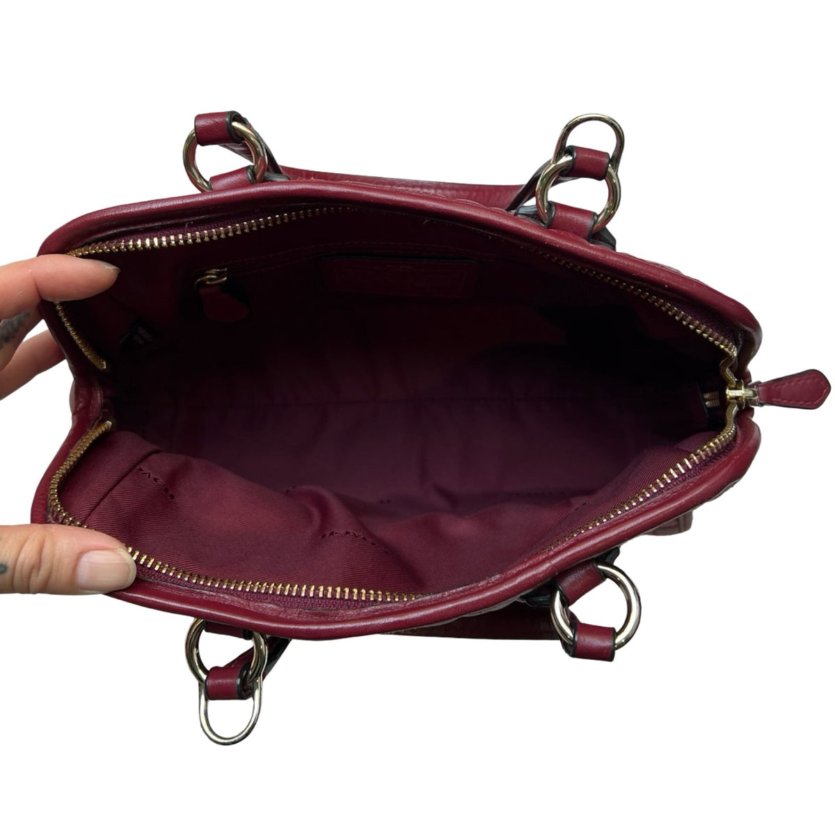 COACH Leather Unknown Satchel Dark Red Gold Hardware CO81