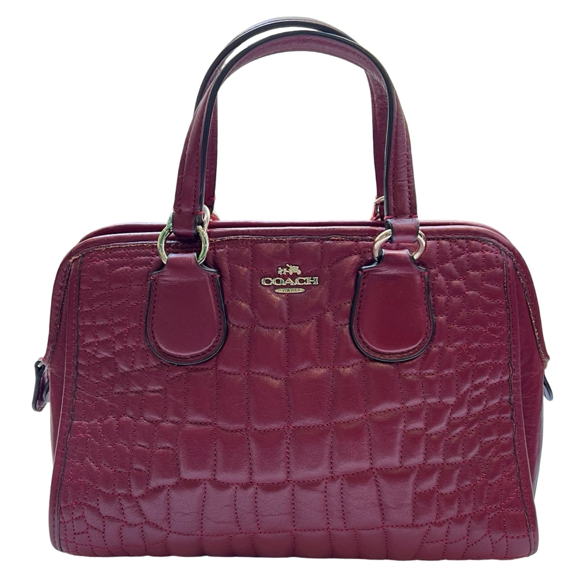 COACH Leather Unknown Satchel Dark Red Gold Hardware CO81