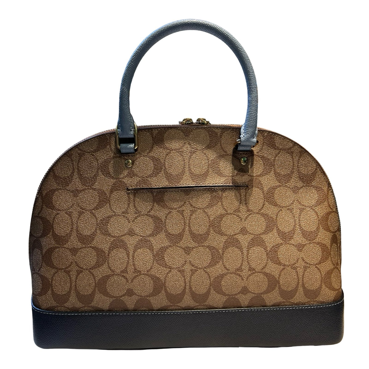 COACH Canvas and Leather Sierra Satchel Handbag Brown, Blue, Black Gold Hardware CO71