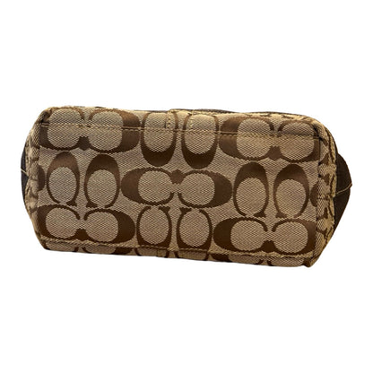 COACH Canvas Signature Pouch/Mini Bag Shoulder Bag Brown, Beige Gold Hardware Co75