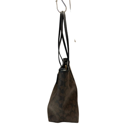 COACH Coated Canvas City Tote Tote Dark Brown, Black Gold Hardware Co92