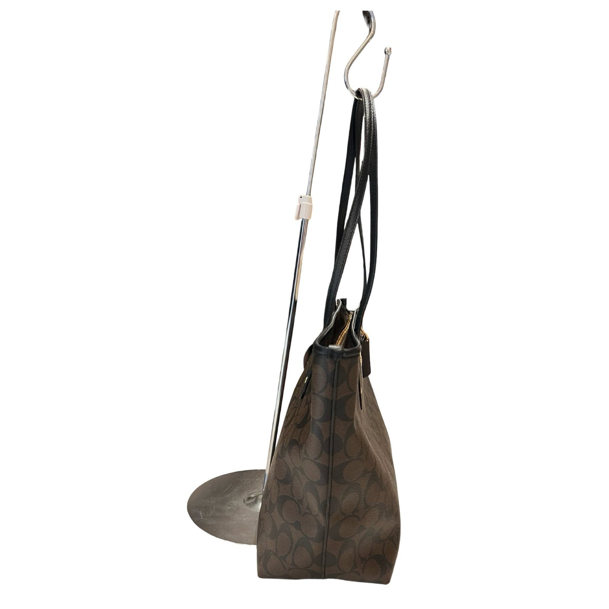 COACH Coated Canvas City Tote Tote Dark Brown, Black Gold Hardware Co92