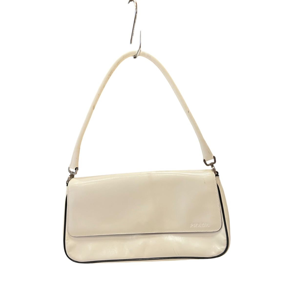 PRADA Leather Shoulder Bag Shoulder Bag White Silver Hardware PR220