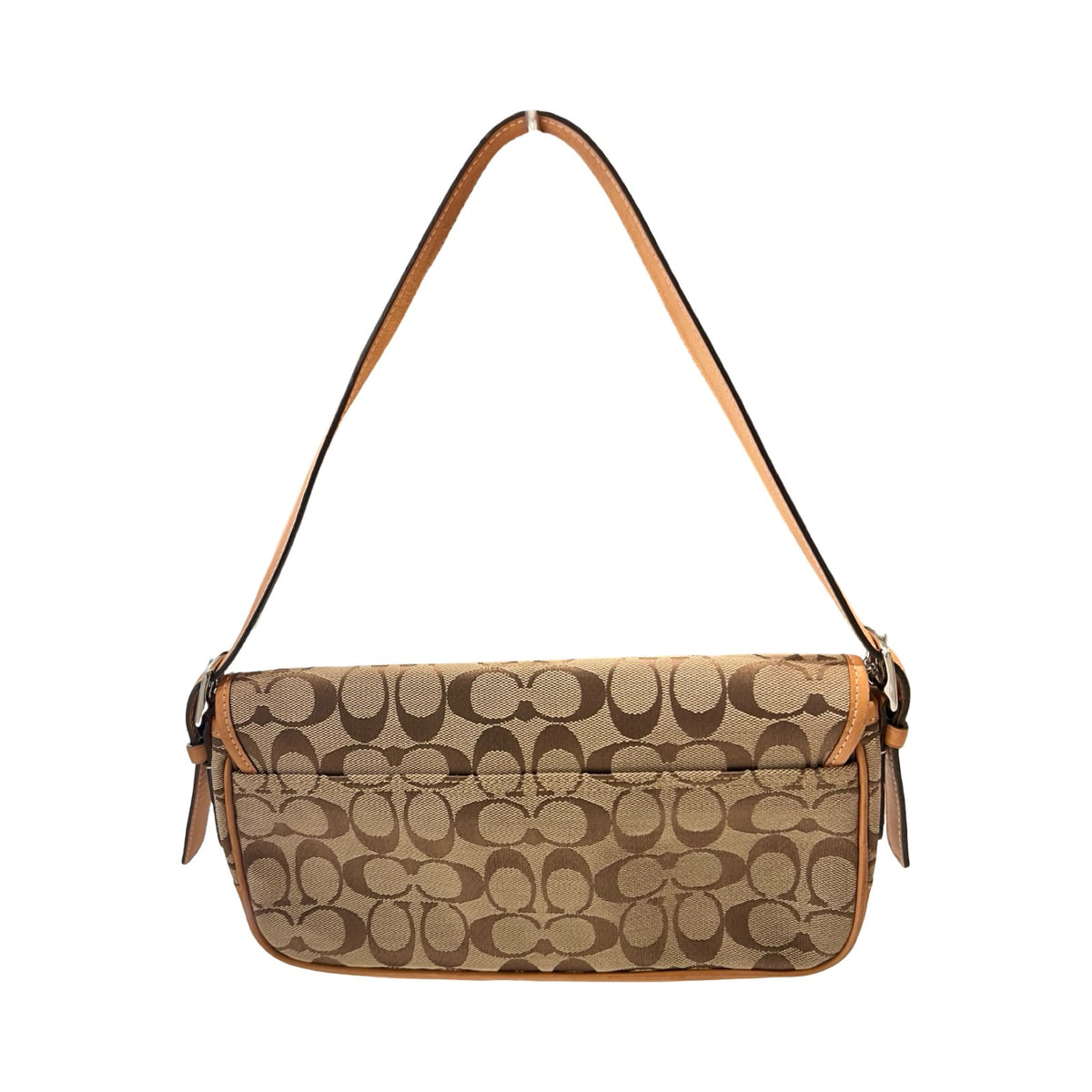 COACH Canvas/Leather Signature Shoulder Bag Shoulder Bag Brown, Tan Silver Hardware CO56