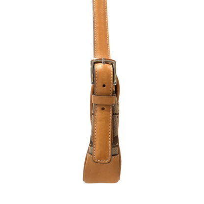 COACH Canvas/Leather Signature Shoulder Bag Shoulder Bag Brown, Tan Silver Hardware CO56