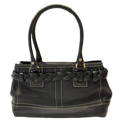 COACH Leather Hamptons Handbag Black Gold Hardware Co46