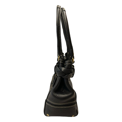 COACH Leather Hamptons Handbag Black Gold Hardware Co46