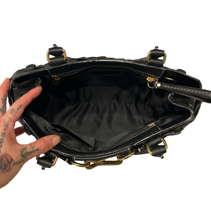 COACH Leather Hamptons Handbag Black Gold Hardware Co46