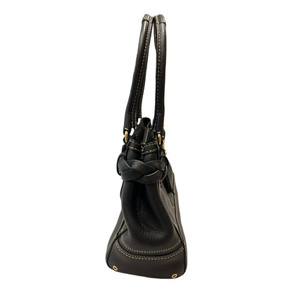 COACH Leather Hamptons Handbag Black Gold Hardware Co46