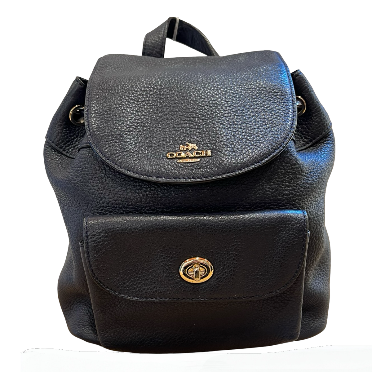 COACH Leather West Backpack Backpack Dark Blue Gold Hardware CO58