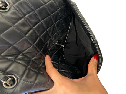 CHANEL Lambskin Quilted Backpack Backpack Black Silver Hardware TM1