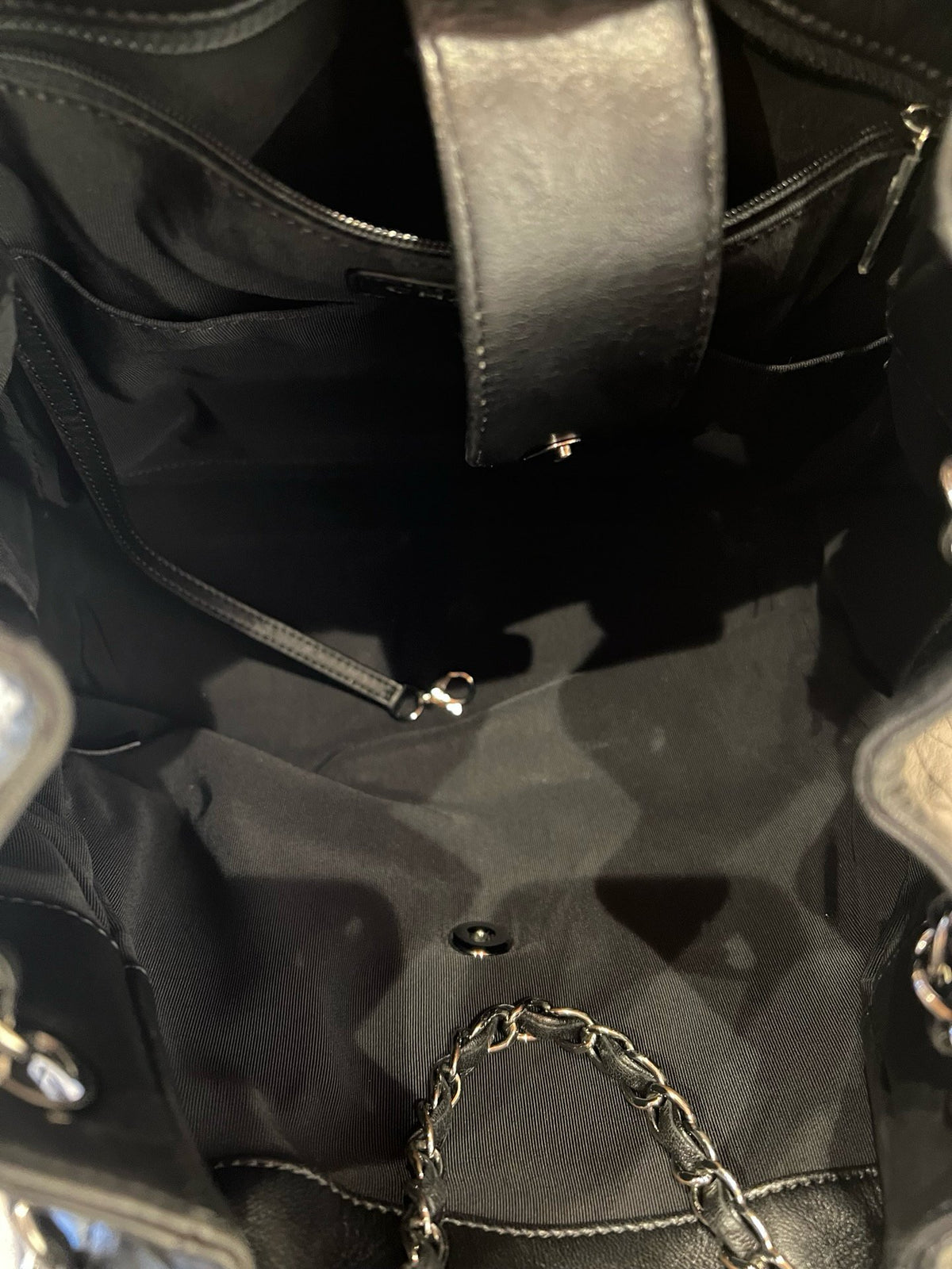 CHANEL Lambskin Quilted Backpack Backpack Black Silver Hardware TM1