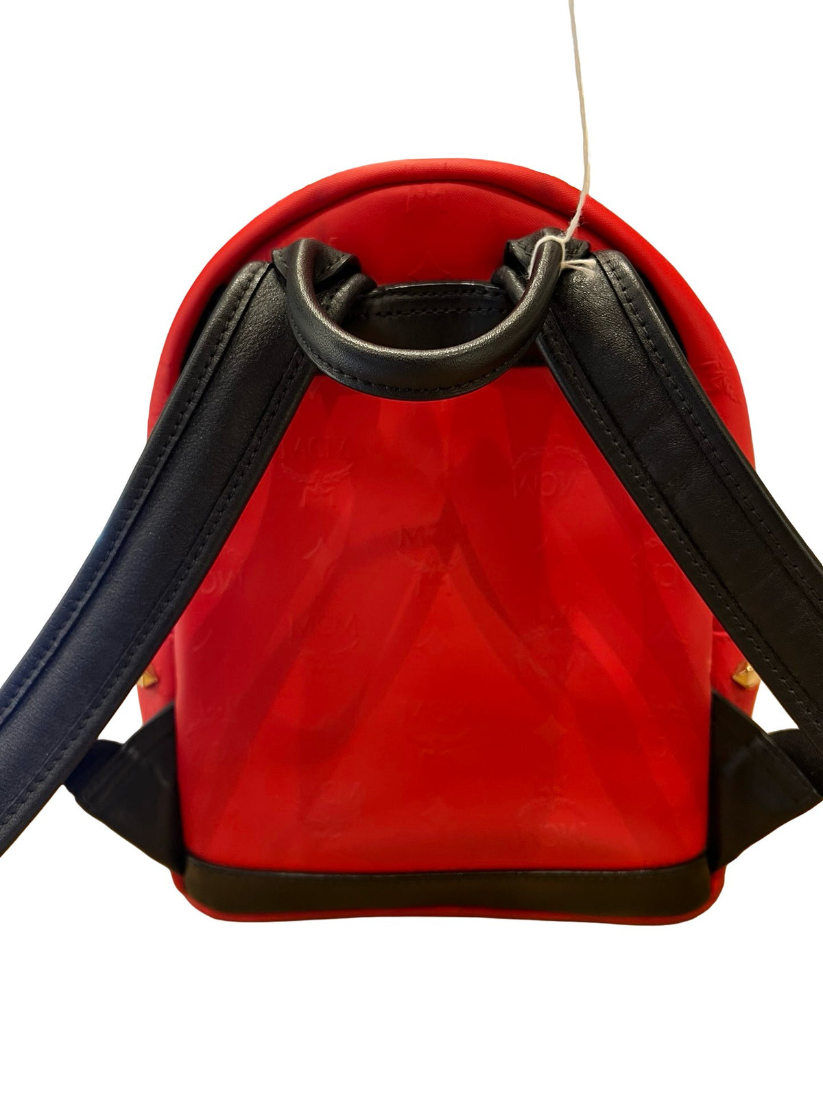 MCM Visetos Coated Canvas Stark Mini Backpack Backpack Red Gold Hardware MC173