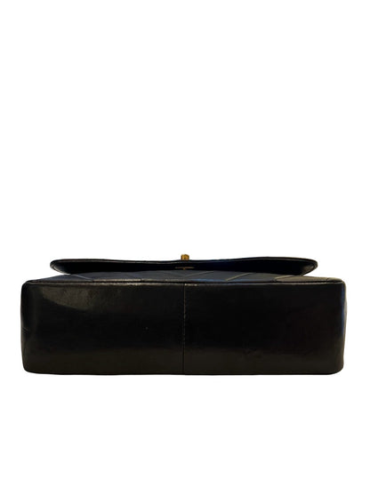 CHANEL Calfskin Coco Handle Handbag Black Gold Hardware Ch2295