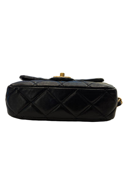 CHANEL Lambskin Mini Classic Flap Bag Shoulder Bag Black Gold Hardware Ch2294
