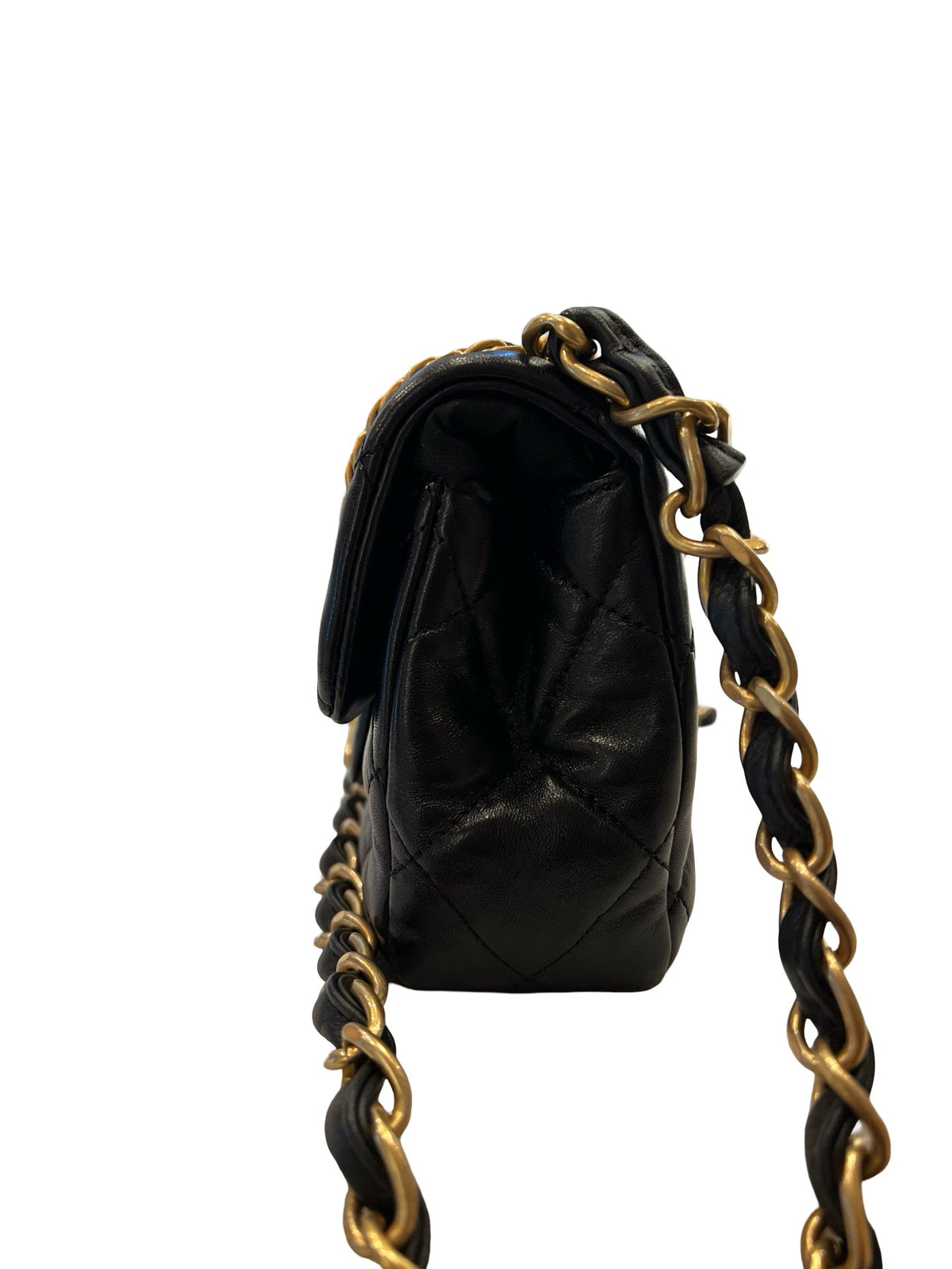 CHANEL Lambskin Mini Classic Flap Bag Shoulder Bag Black Gold Hardware Ch2294