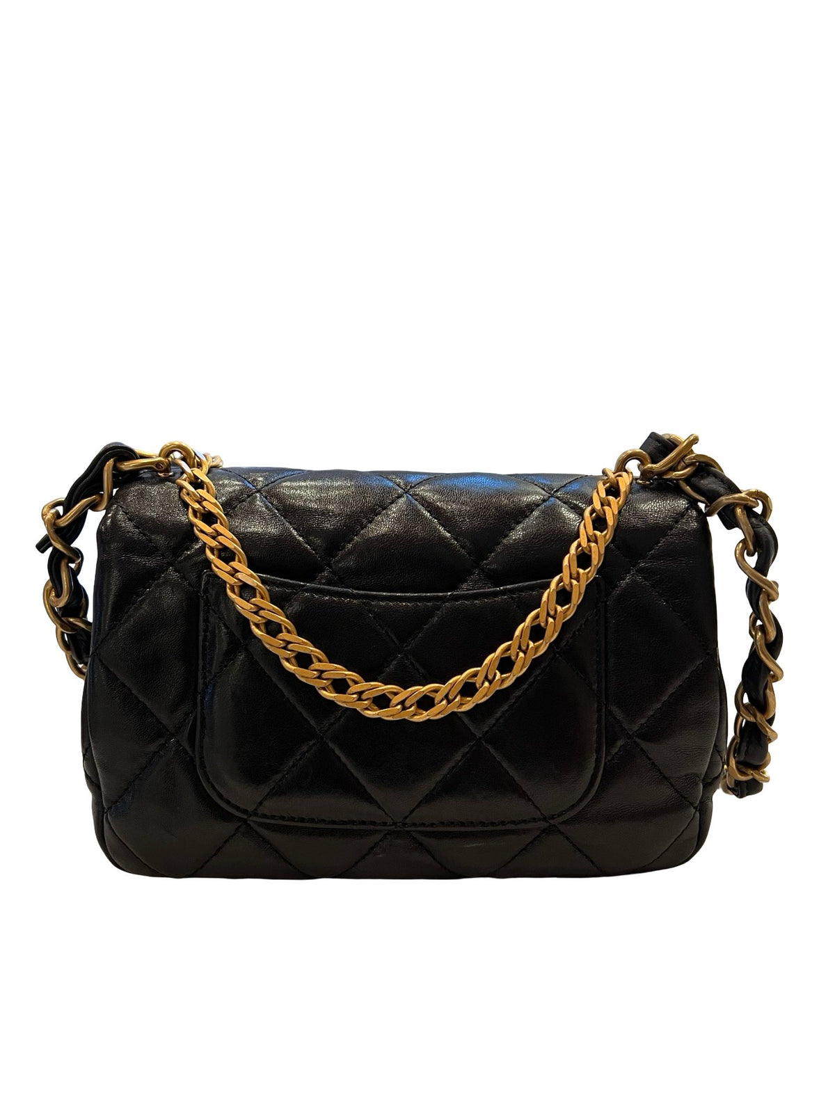 CHANEL Lambskin Mini Classic Flap Bag Shoulder Bag Black Gold Hardware Ch2294