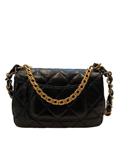 CHANEL Lambskin Mini Classic Flap Bag Shoulder Bag Black Gold Hardware Ch2294
