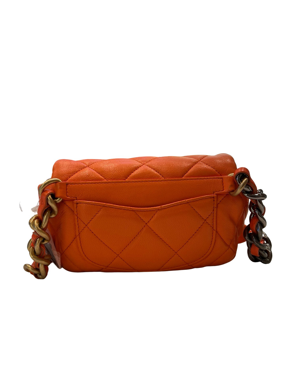 CHANEL Lambskin Chanel 19 Flap Bag Shoulder Bag Orange Mixed-tone Hardware Ch2293